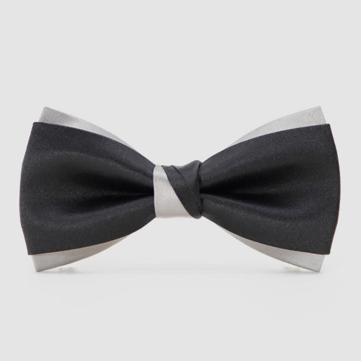 Men's Modern Black & Silver Double Layered Bow Tie