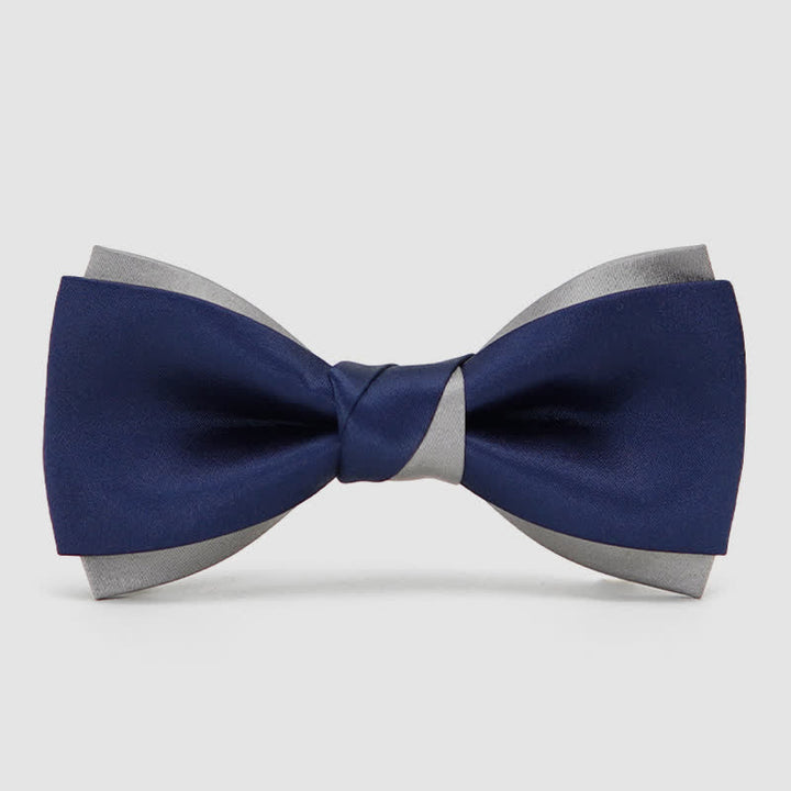 Men's Noble Navy & Silver Double Layered Bow Tie