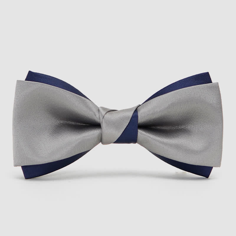 Men's Noble Navy & Silver Double Layered Bow Tie