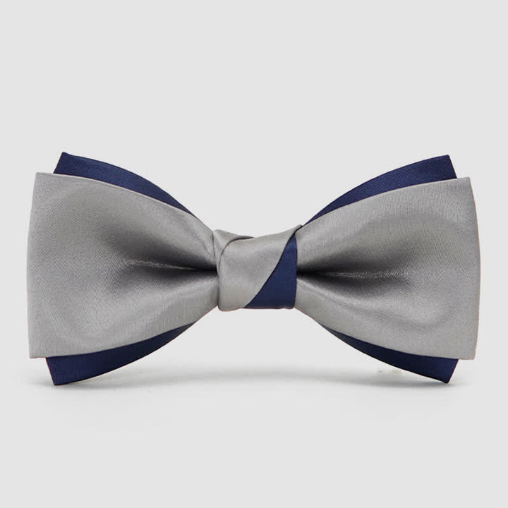Men's Noble Navy & Silver Double Layered Bow Tie
