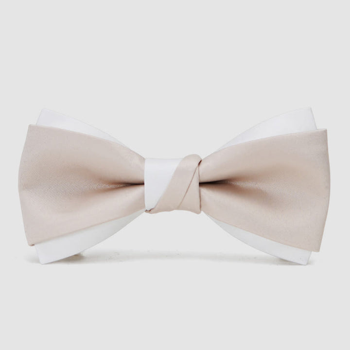 Men's Gentle Pink & White Double Layered Bow Tie
