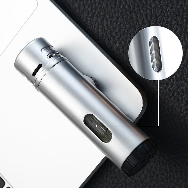 Quad Flame Lighter With Cigar Puncher Four Burner Lighter