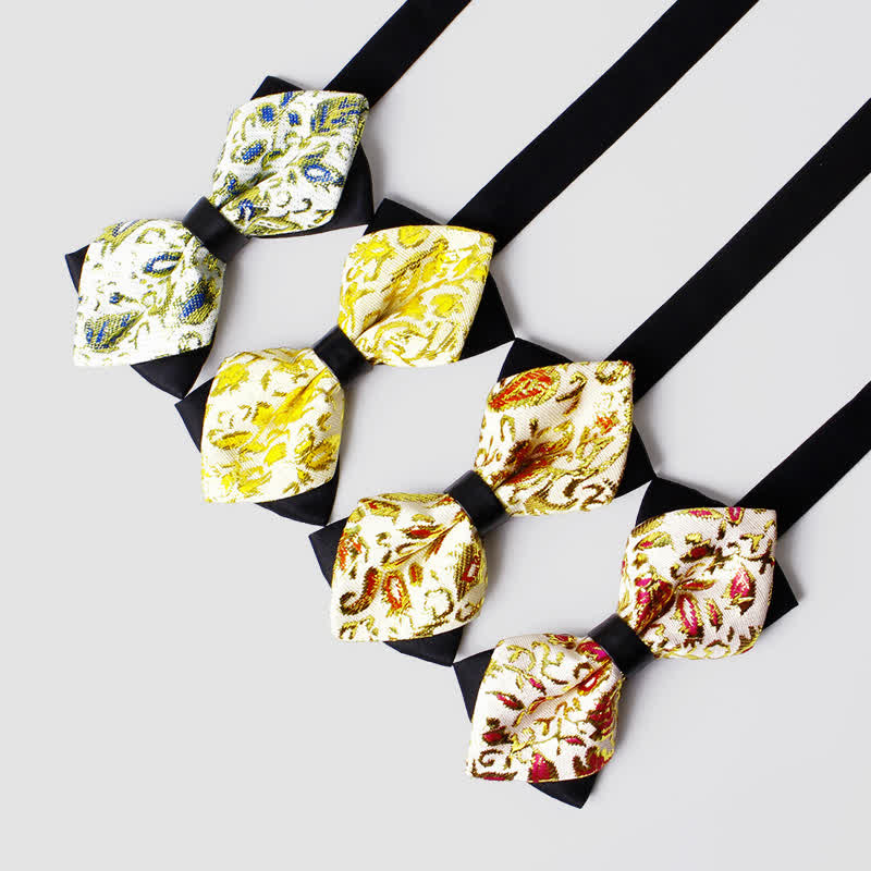 Men's Gold Hue Paisley Pointed Bow Tie - image 1