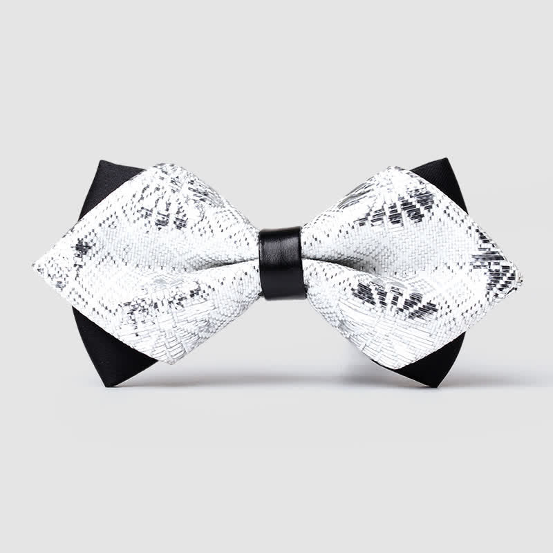 Men's Gold Hue Paisley Pointed Bow Tie - White - image 19