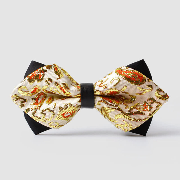 Men's Gold Hue Paisley Pointed Bow Tie - Gold - image 3