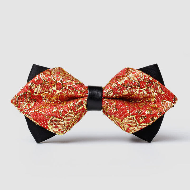 Men's Gold Hue Paisley Pointed Bow Tie - Orange - image 17