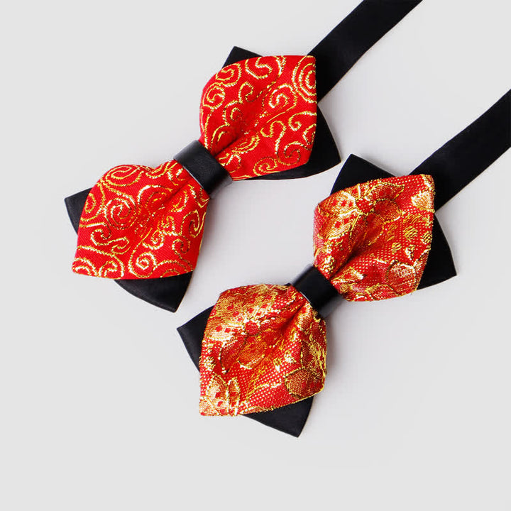 Men's Gold Hue Paisley Pointed Bow Tie - image 16