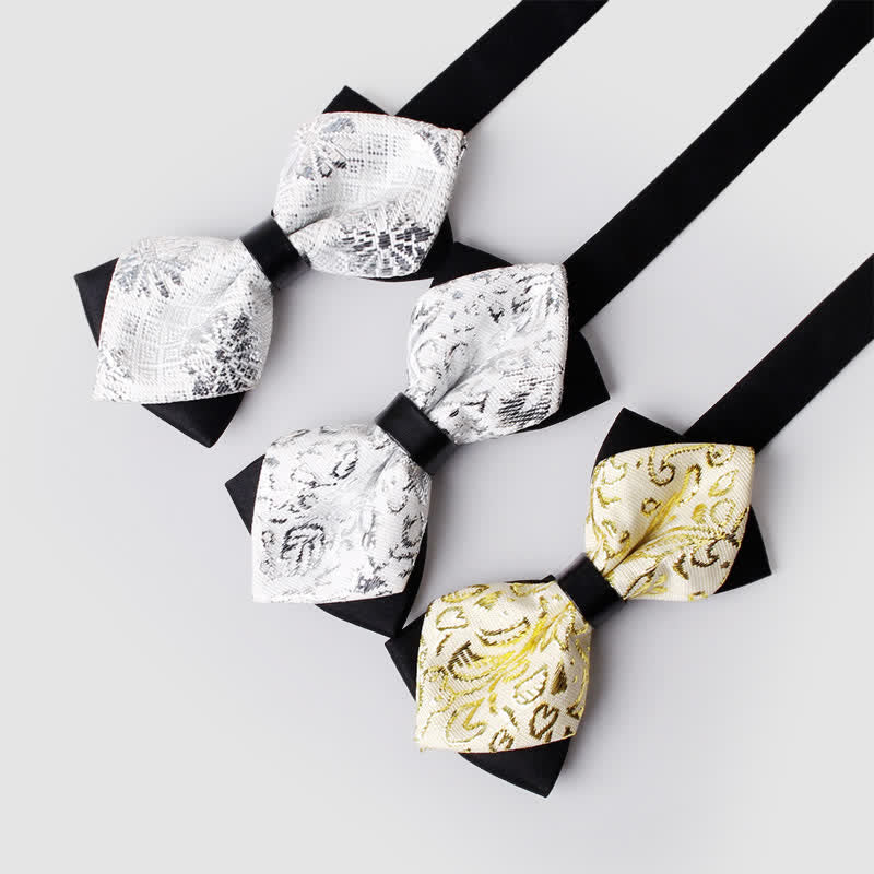 Men's Gold Hue Paisley Pointed Bow Tie - image 13