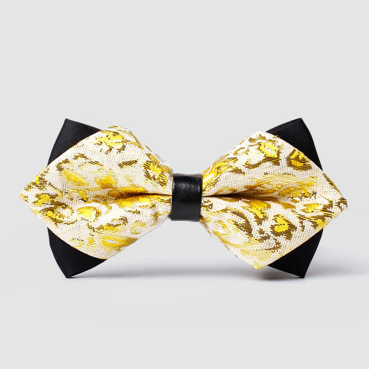 Men's Gold Hue Paisley Pointed Bow Tie - Yellow - image 0