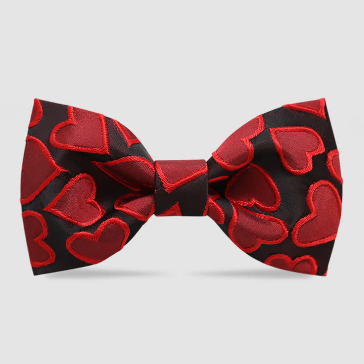 Men's Love Heart Embroidery Bow Tie
