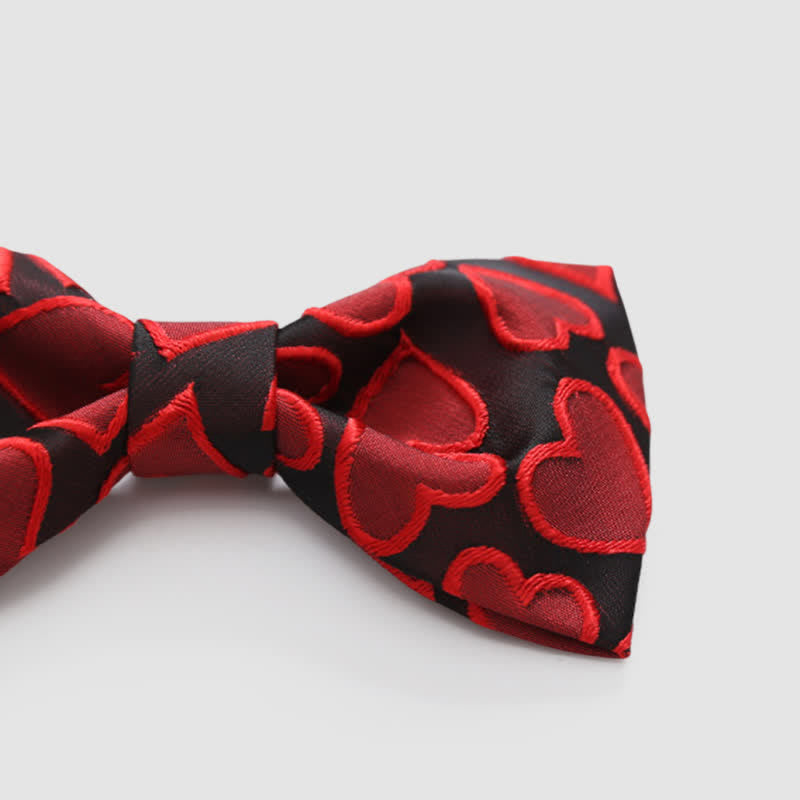 Men's Love Heart Embroidery Bow Tie