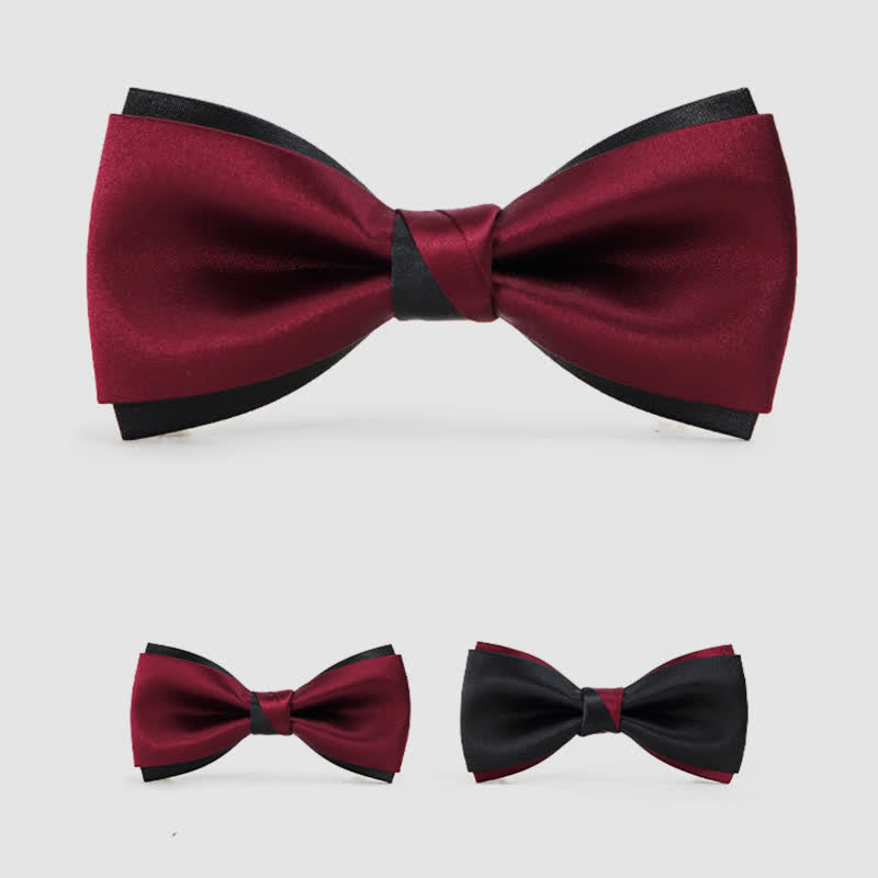 Men's Charming Black & Red Double Layered Bow Tie