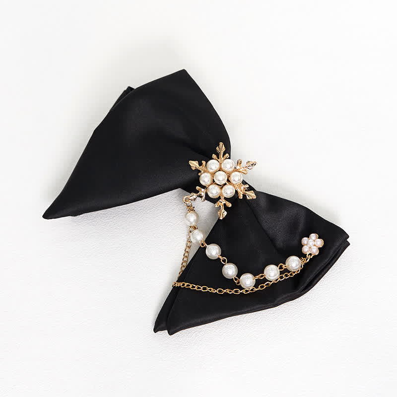 Men's Black White Oversized Pointed Bow Tie
