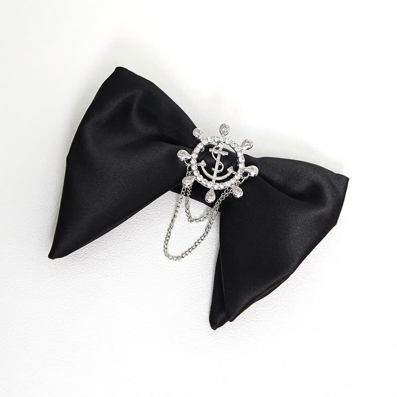 Men's Black White Oversized Pointed Bow Tie