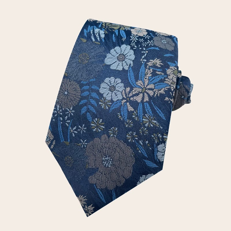 Men's Holiday Style Floral Polyester Necktie - Blue - image 4