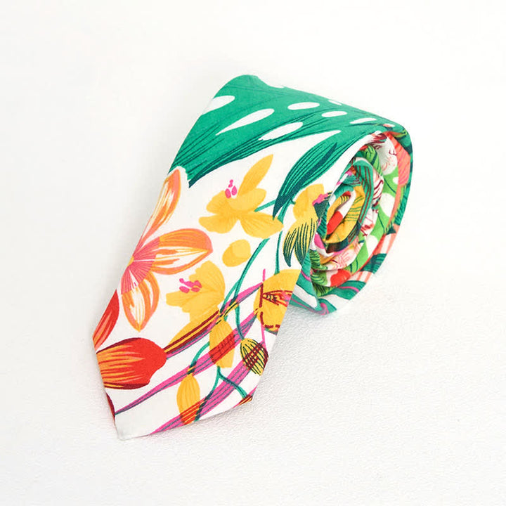 Men's Cotton Printed Floral Skinny Necktie