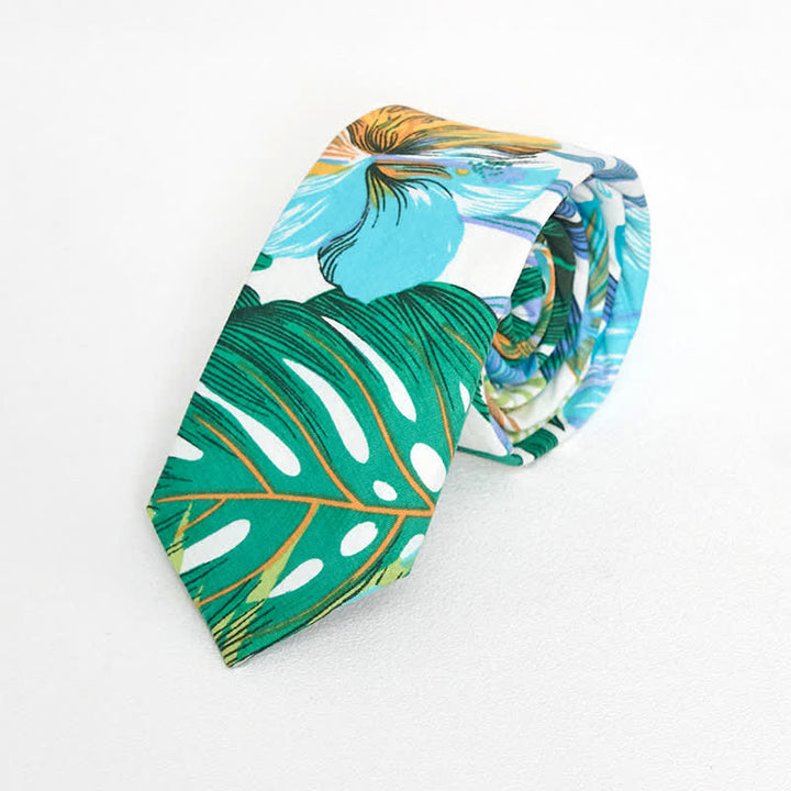 Men's Cotton Printed Floral Skinny Necktie