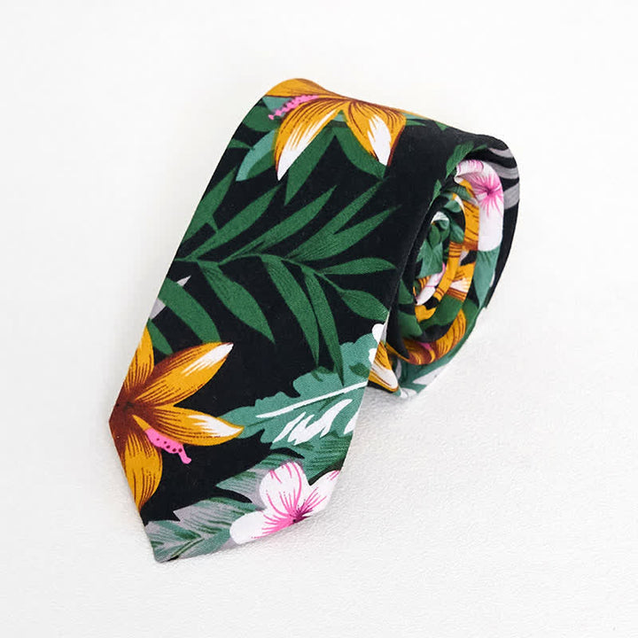 Men's Cotton Printed Floral Skinny Necktie