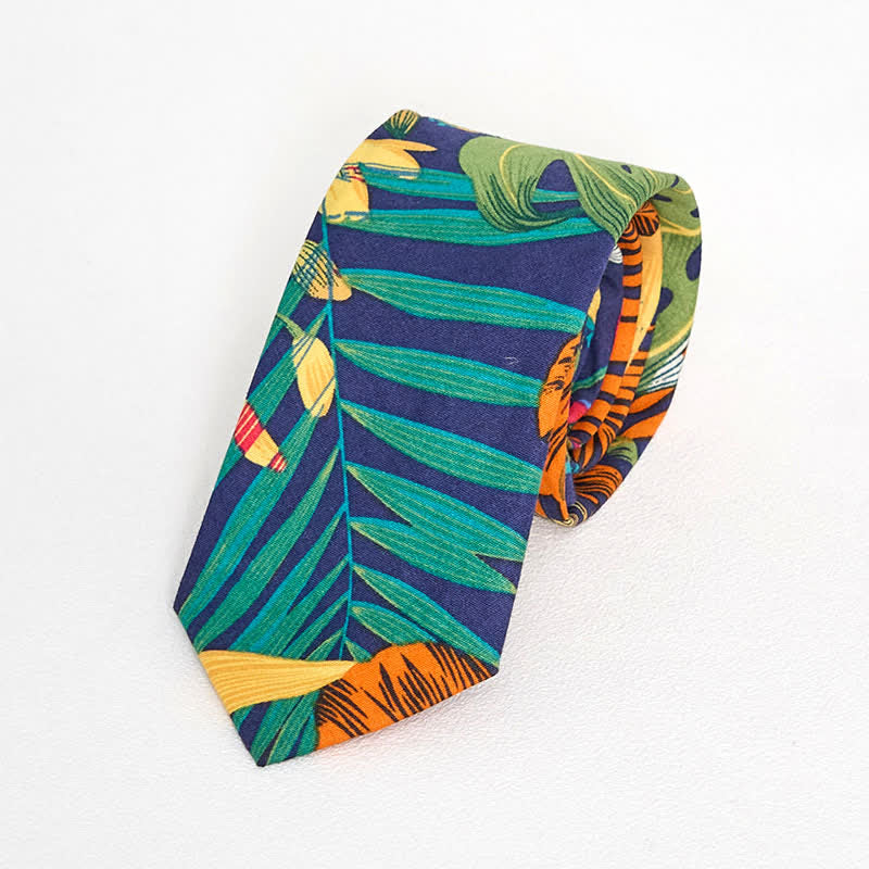 Men's Cotton Printed Floral Skinny Necktie
