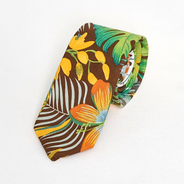 Men's Cotton Printed Floral Skinny Necktie