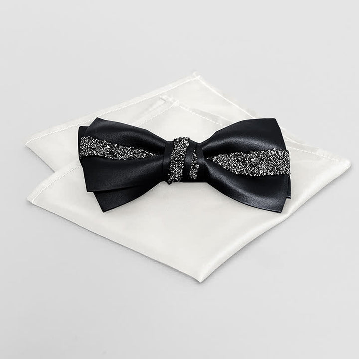 Men's Sparkling Glitter Bow Tie Pocket Square