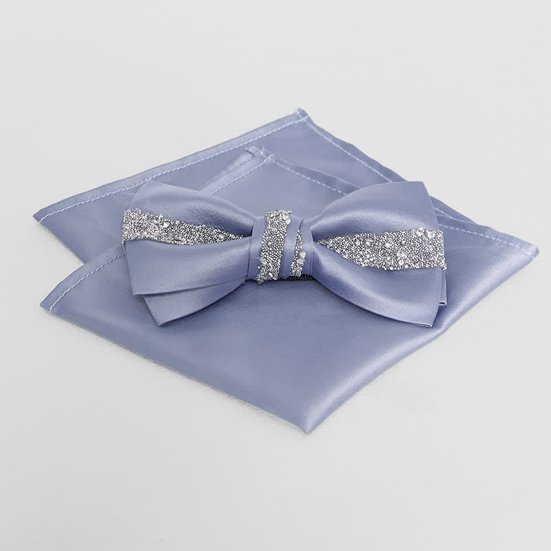 Men's Sparkling Glitter Bow Tie Pocket Square