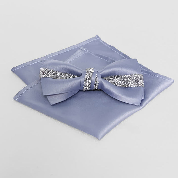 Men's Sparkling Glitter Bow Tie Pocket Square