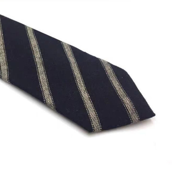 Men's Coffee-Colored Checkered Striped British Cotton Necktie
