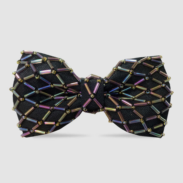 Sparkling Colorful Crystal Embroidered Beaded Bow Tie