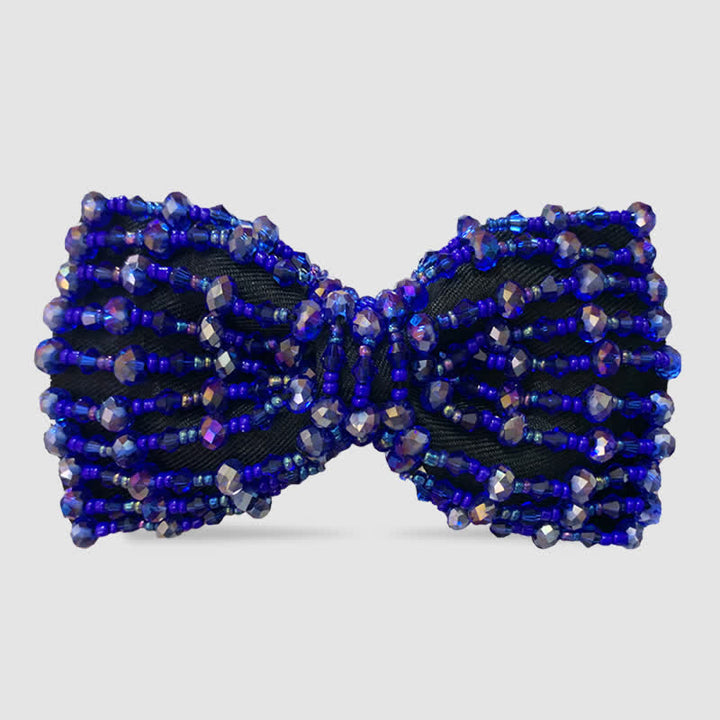 Sparkling Colorful Crystal Embroidered Beaded Bow Tie