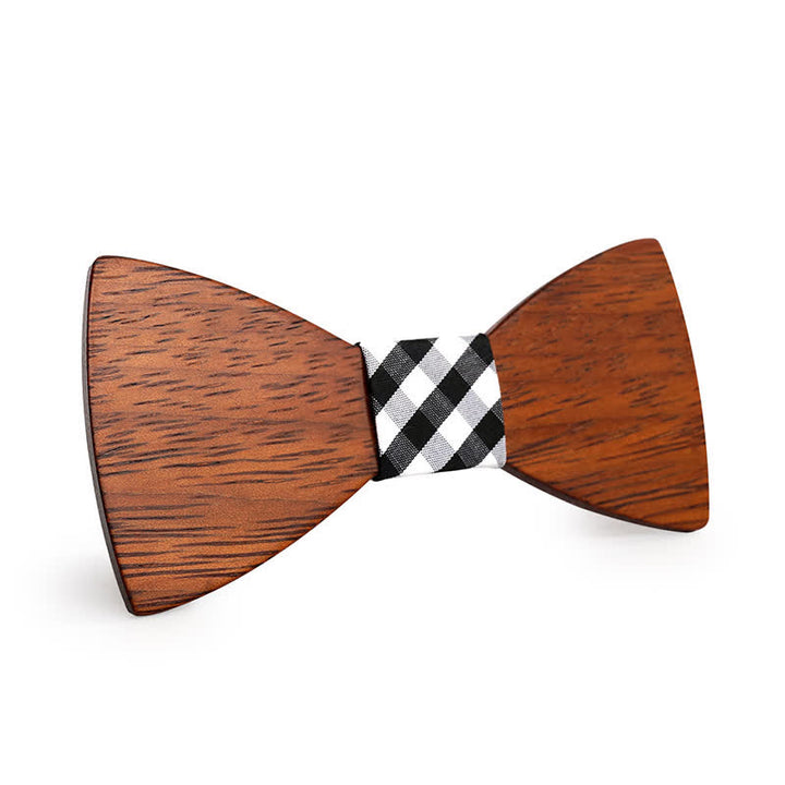 Men's Handmade Bamboo Wooden Bow Tie - Plaid - image 6