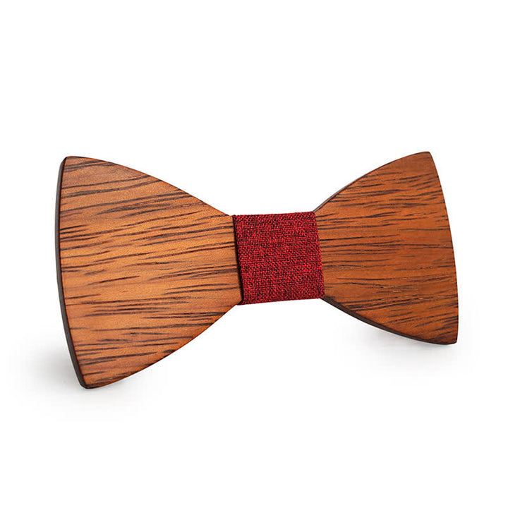 Men's Handmade Bamboo Wooden Bow Tie - Burgundy - image 7