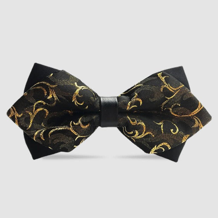 Men's Paisley Double-layer Pointed Bow Tie