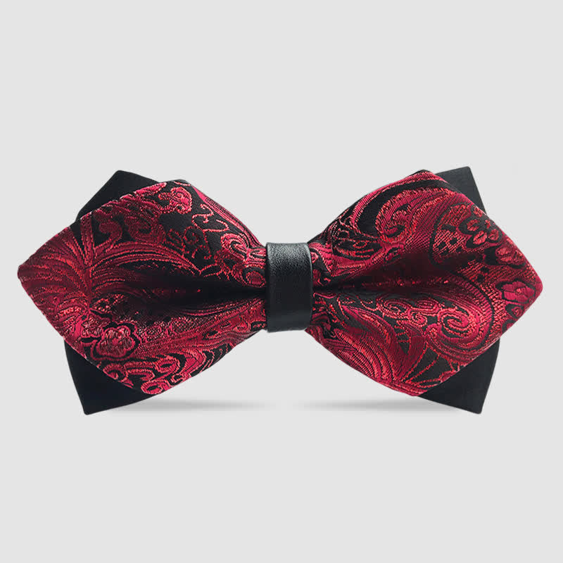Men's Paisley Double-layer Pointed Bow Tie