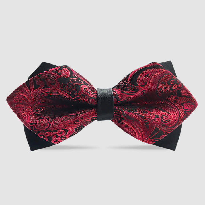 Men's Paisley Double-layer Pointed Bow Tie