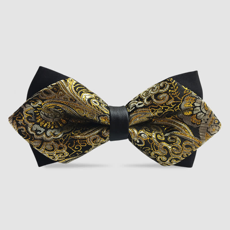 Men's Paisley Double-layer Pointed Bow Tie