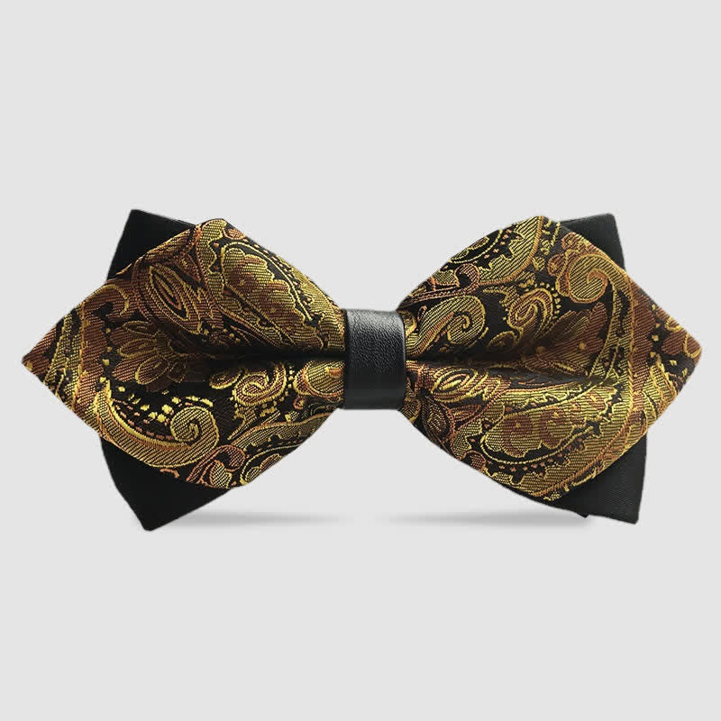 Men's Paisley Double-layer Pointed Bow Tie