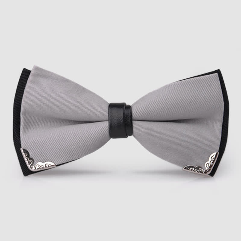 Men's Classy Metal Trim Gold Bow Tie