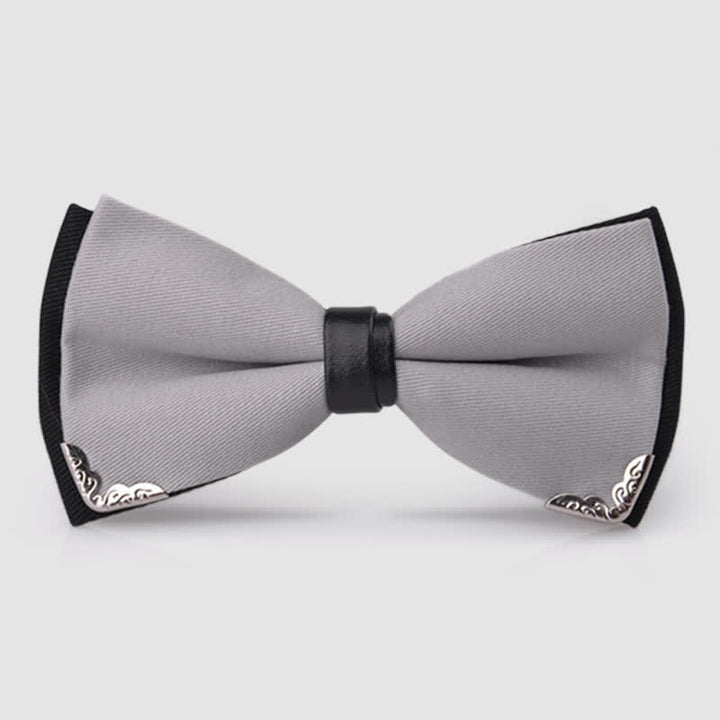 Men's Classy Metal Trim Gold Bow Tie
