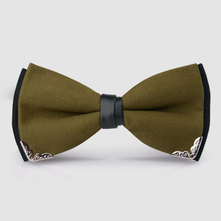 Men's Classy Metal Trim Gold Bow Tie