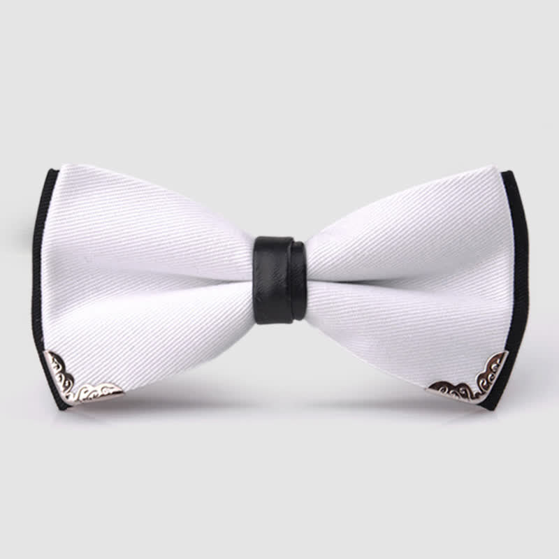 Men's Classy Metal Trim Gold Bow Tie
