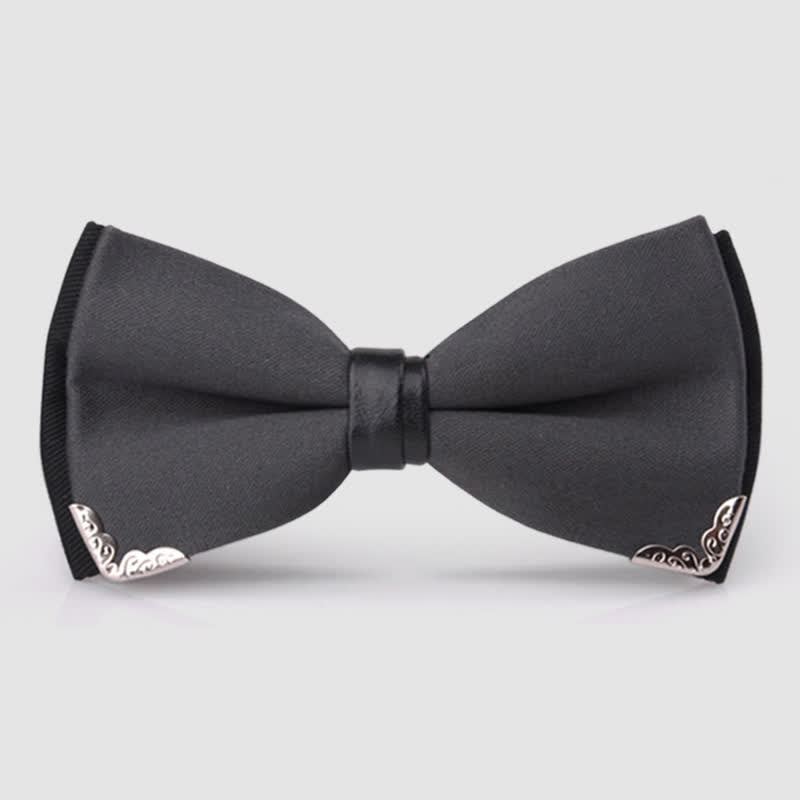 Men's Classy Metal Trim Gold Bow Tie