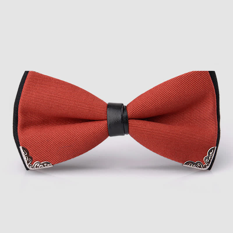 Men's Classy Metal Trim Gold Bow Tie