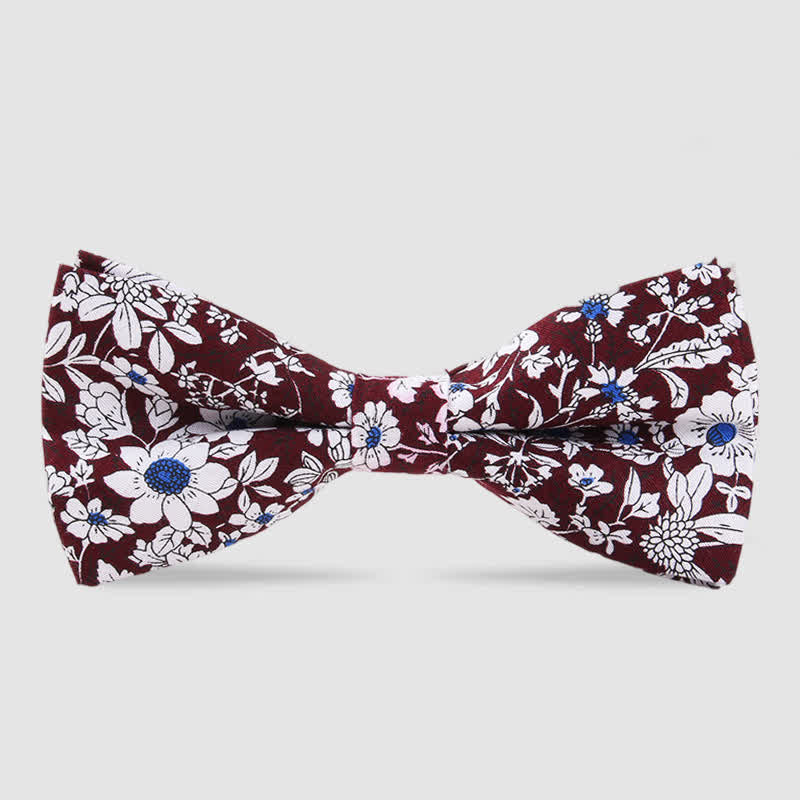 Men's Cotton Forest Floral Printing Bow Tie