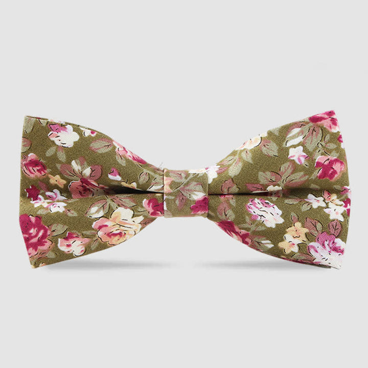 Men's Cotton Forest Floral Printing Bow Tie