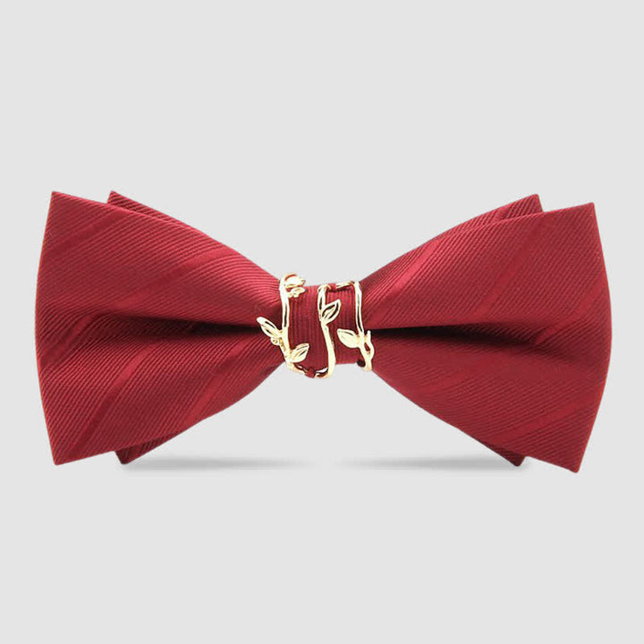 Men's Luxury Golden Vine Leaf Twill Bow Tie