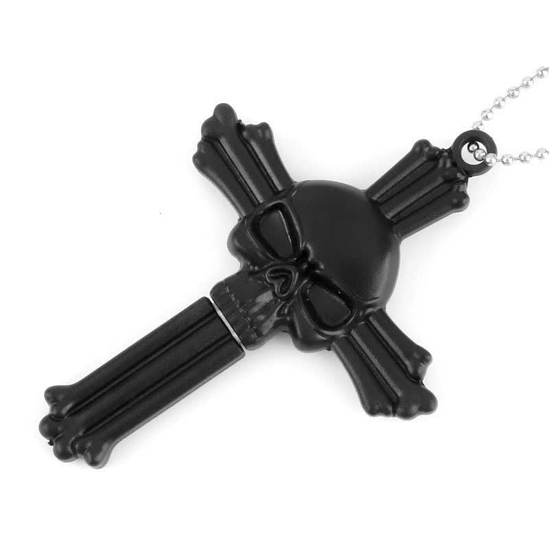 Black Dragon Skull Snake Hidden Mini Blade Tool Pendant Necklace