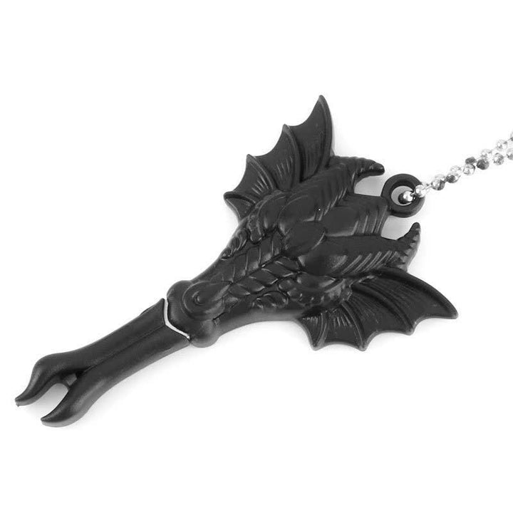 Black Dragon Skull Snake Hidden Mini Blade Tool Pendant Necklace