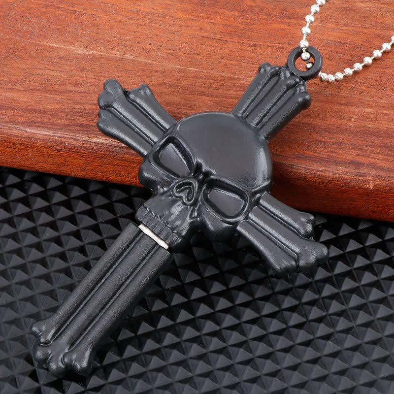Black Dragon Skull Snake Hidden Mini Blade Tool Pendant Necklace
