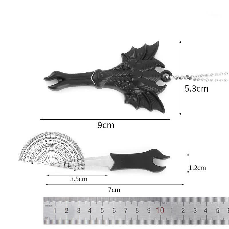 Black Dragon Skull Snake Hidden Mini Blade Tool Pendant Necklace